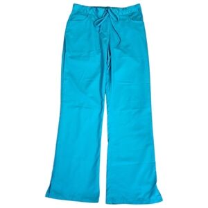 Greys Anatomy Riley Womens Small 5-Pocket Mid Rise Flare Leg Scrub Pant Teal